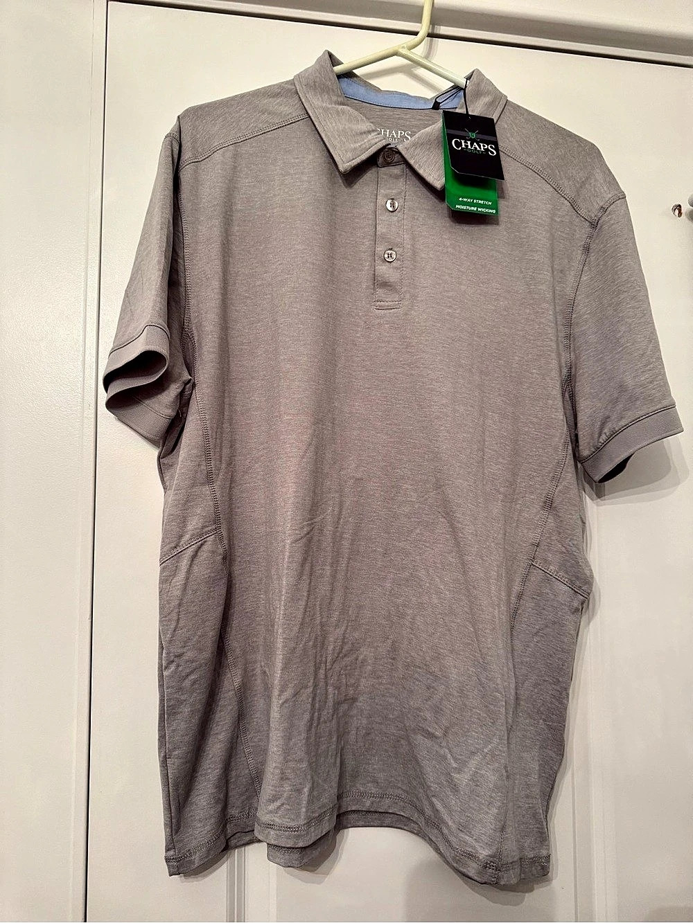 NWT Chaps Golf 4-Way Stretch Moisture Wicking Polo Men's Gray | XL